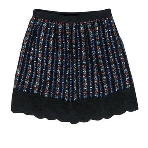 Club Monaco Black Multicolored Sequin Beaded A-Line Mini Skirt Scalloped Size 4